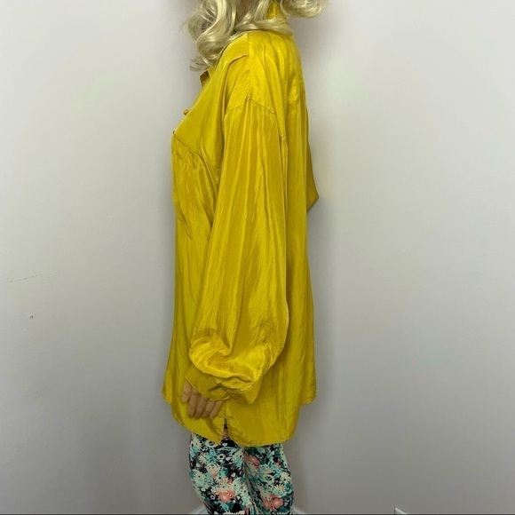 Vintage 100% Silk Bohemian Tunic Blouse – Golden Yellow – Size Medium - Picture 7 of 11